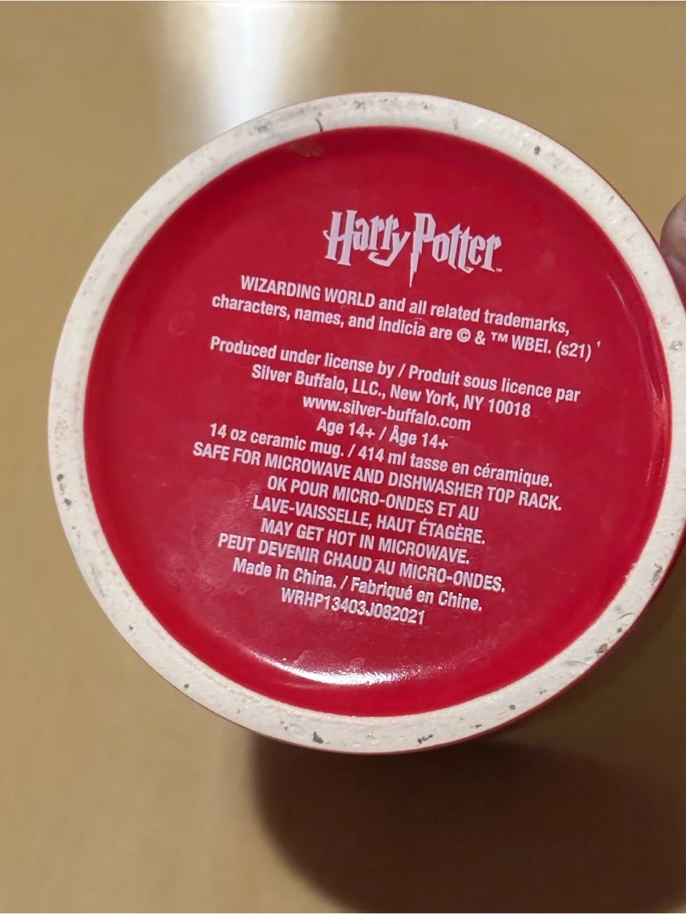 Harry Potter Hogwarts Red Orange Ceramic Mug